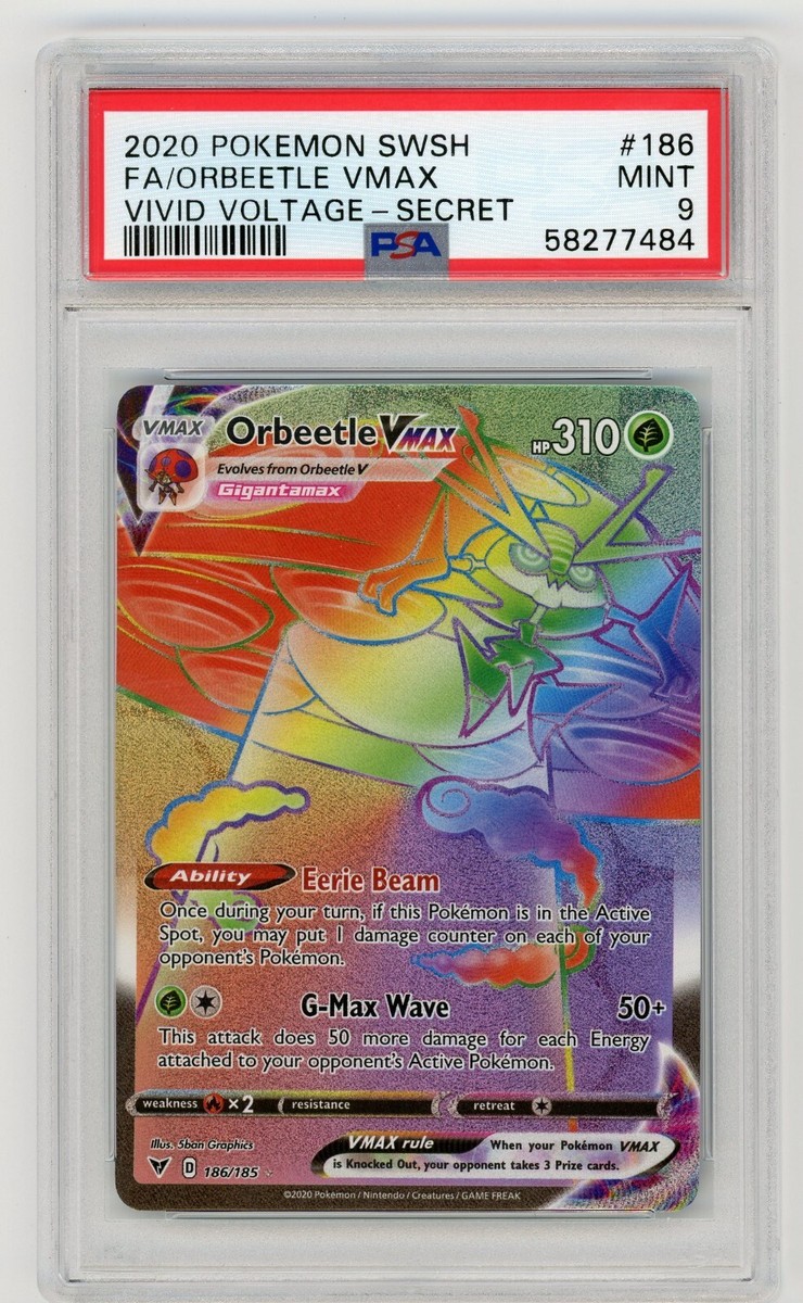 Pokemon Card Orbeetle VMAX 186/185 Holo Vivid Voltage PSA 9 MINT