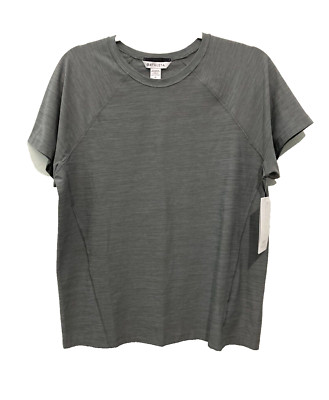 Athleta Womens Ultimate Train Textured T-Shirt Gray Short Sleeve UPF Heather M