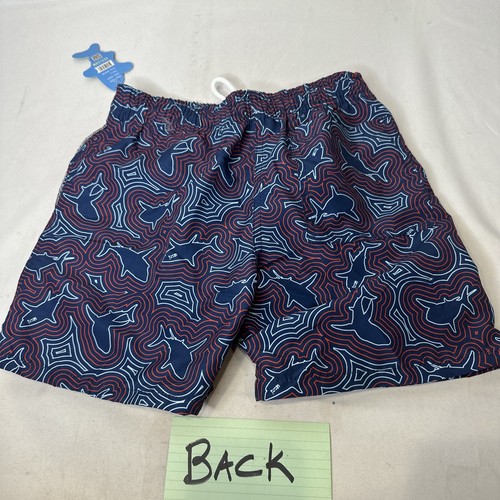 Uzzi Lg Kids Swim Trunks Suit Red White Blue Lined Pockets - Picture 5 of 6