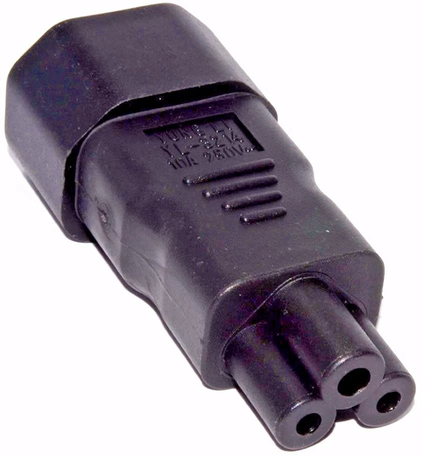 IEC C14 MALE PLUG TO CLOVERLEAF C5 CONNECTOR MAINS POWER CABLE ADAPTOR,CONVERTER - Image 2 of 3