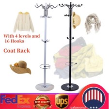 Heavy Duty Coat Rack Hat Bag Stand Tree Clothes Hanger Holder 16-Hook Organizer