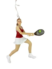 Female Tennis Player Christmas Ornament by Gallarie II Red and White