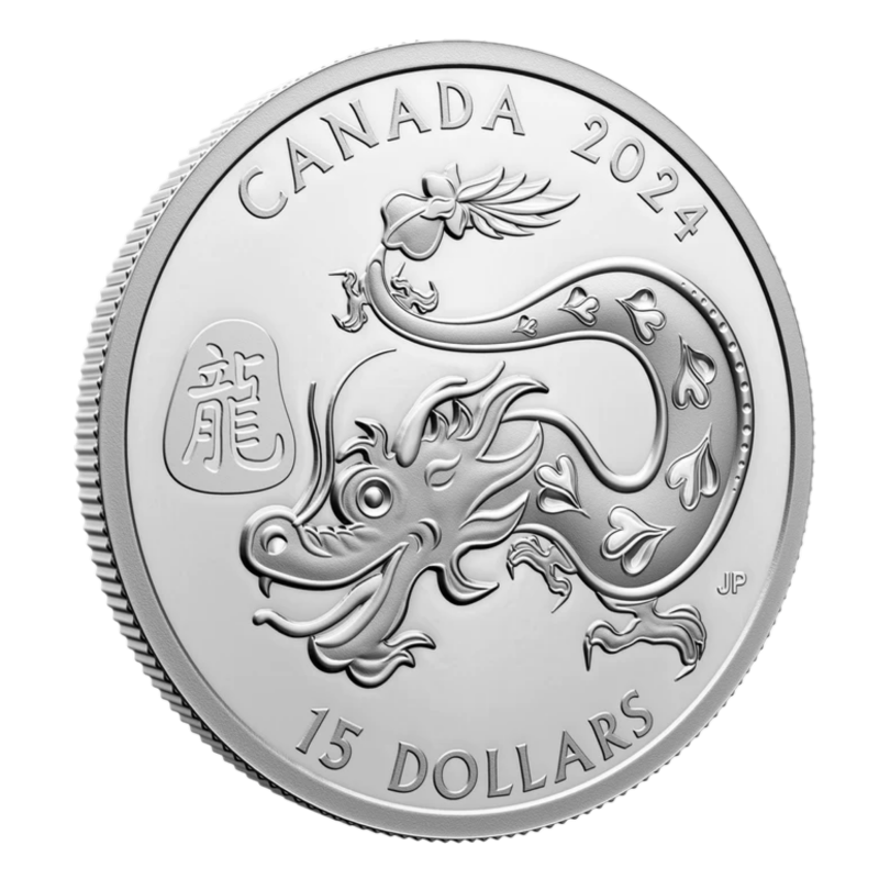 🇨🇦 2024 Canada $15 Dollars 1 Oz Pure Silver Coin, Lunar Year of
