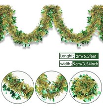 St. Patrick's Day Decoration 6 Pieces 39.4 Feet Shamrock Tinsel Garland