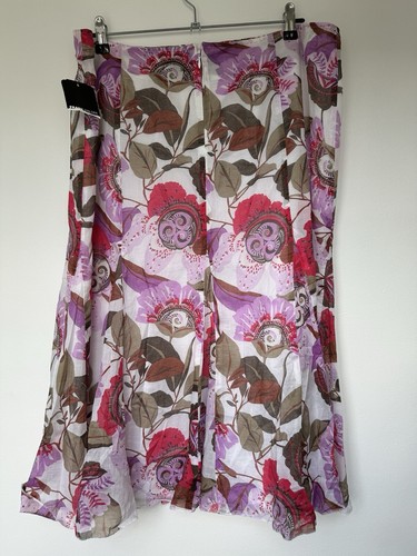 Frank Walder Skirt Size UK20 100% Cotton Floral Print Pink Red A Line BNWT - Picture 8 of 11