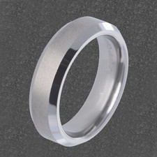 6mm Tungsten Carbide Women Men Wedding Ring Band Matte Top Bevel Edge