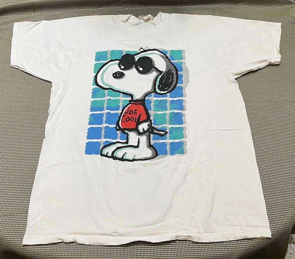 VTG Original Peanuts Snoopy Joe Cool Men's 2-Sided XL T-Shirt Excellent Condition  