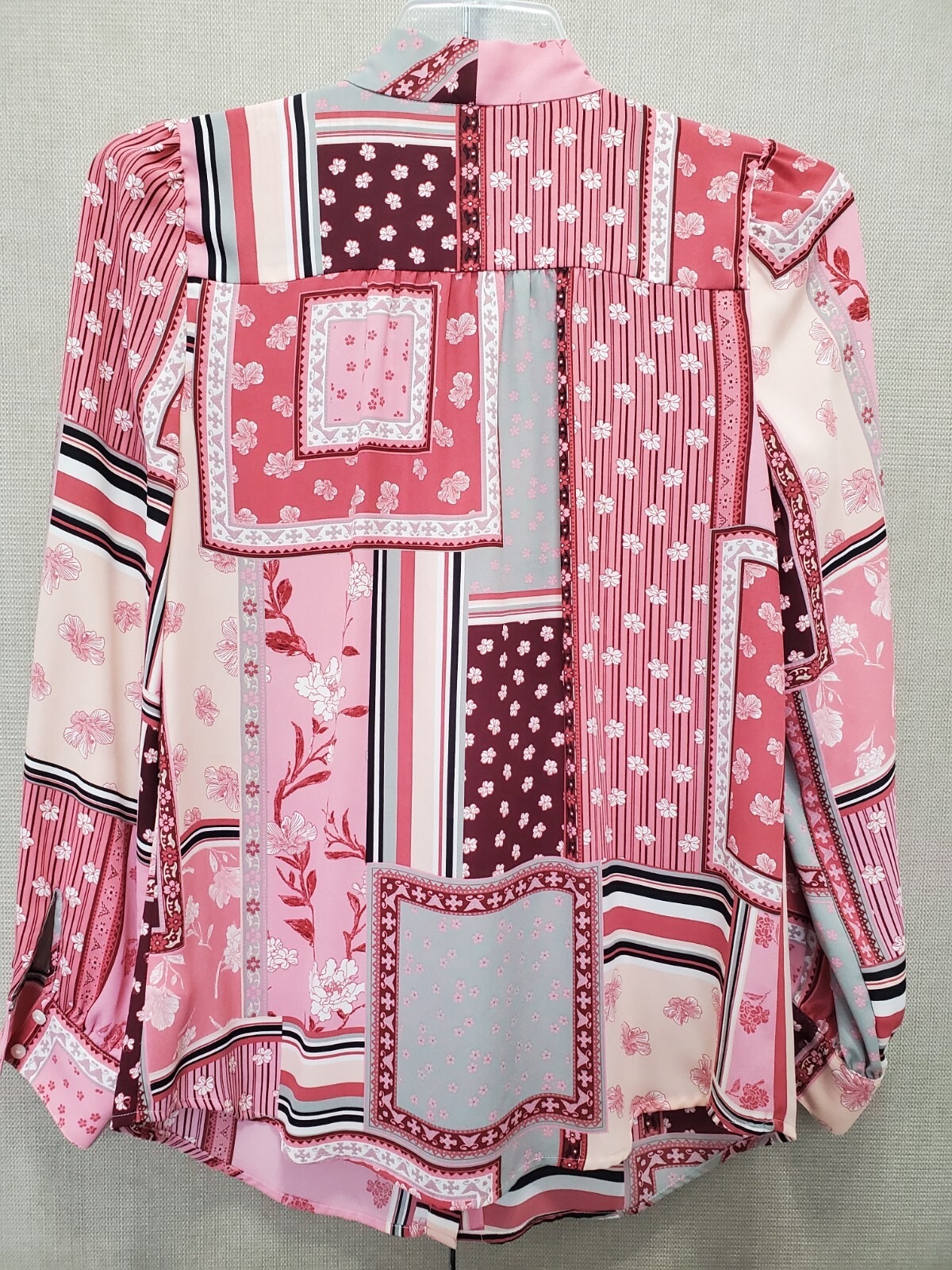 Talbots Rose Patchwork Pattern Tie Neck Long Slee… - image 4
