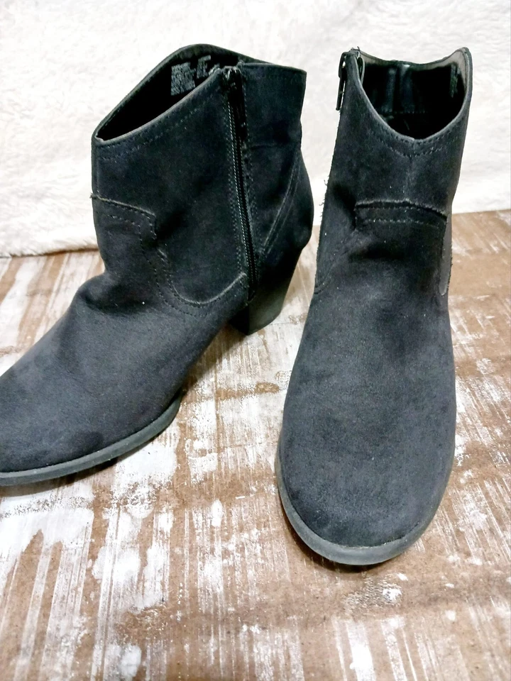 Faded Glory - искусственной замши 1/2 загрузки молнии стороне черный женщин sz 9 - Изображение 2 из 4