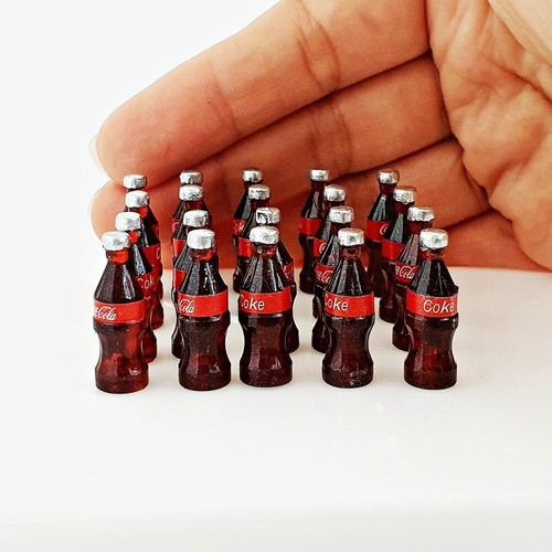 20x Dolls House Miniature 1:12 Scale Drinks Coke Bottles Soda Beverage Bar Shop - Picture 2 of 9