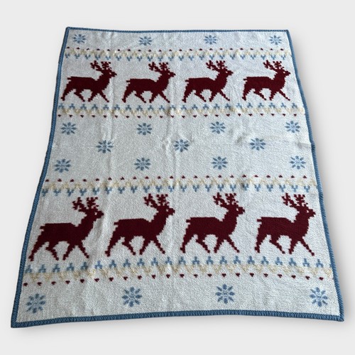 Vintage 1986 VUTEKS Crown Crafts Deer Blanket Reversible 60" x 80" Yugoslavia - Picture 2 of 4