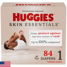 Huggies Size 1 Diapers, Skin Essentials Baby Diapers, Size 1 8-14 lbs , 84 Coun