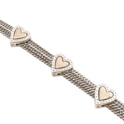 925 Sterling Silber Vintage Armband Liebe Herz Multi Strang Gliederkette BT11504