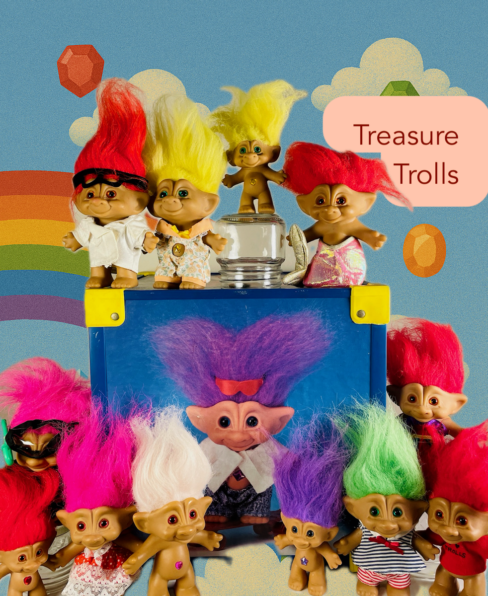 新品　YARIE ヤリエTRoll TRoll Limited 110個セット Vintage 90s Ace Treasure Troll Doll with Jewel Gem Belly Wishstone