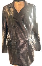 NASTY GAL  Black  Faux Crocodile Clean Jacket Double Breasted Size M 2000’s Era