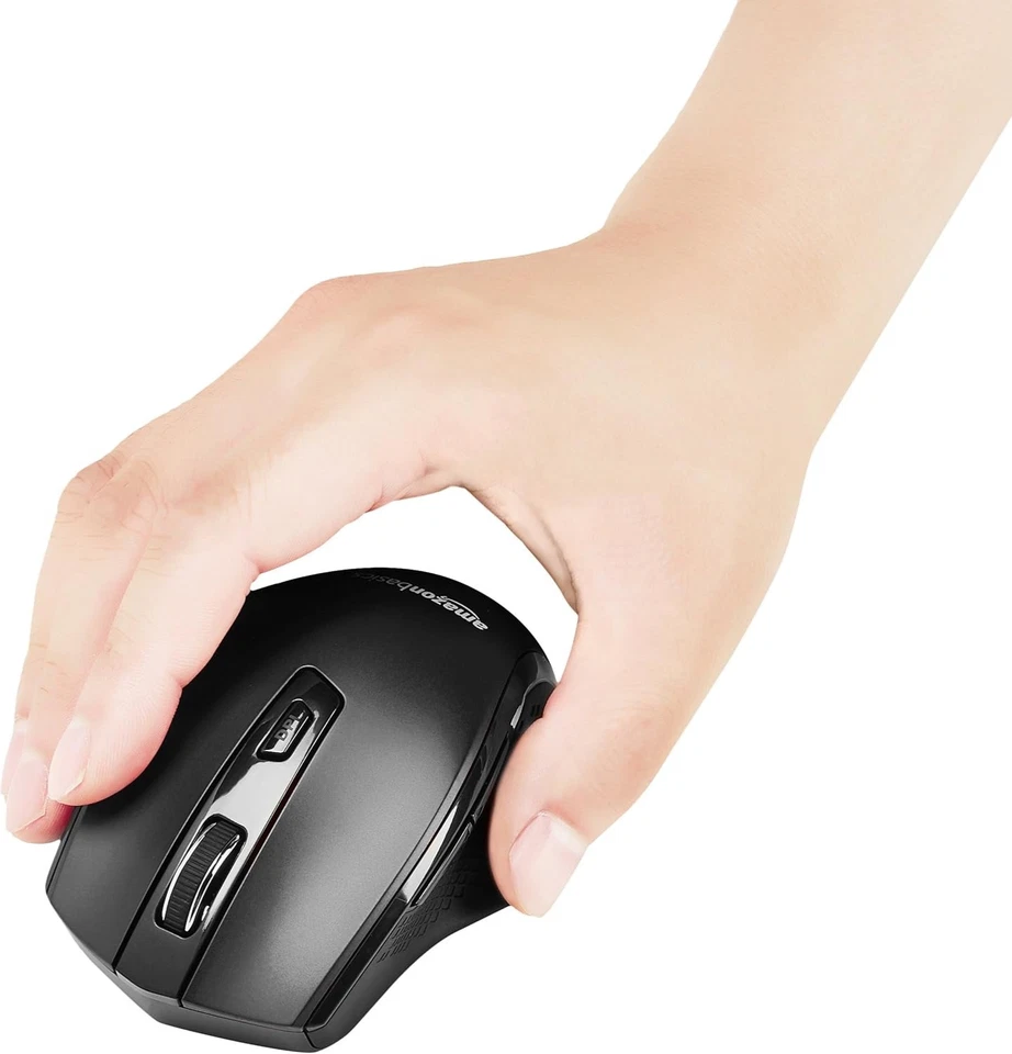 27x Amazon Basics Wireless Ergonomic Computer Mouse 2.4 GHz Adjustable DPI Black - Image 4 of 4