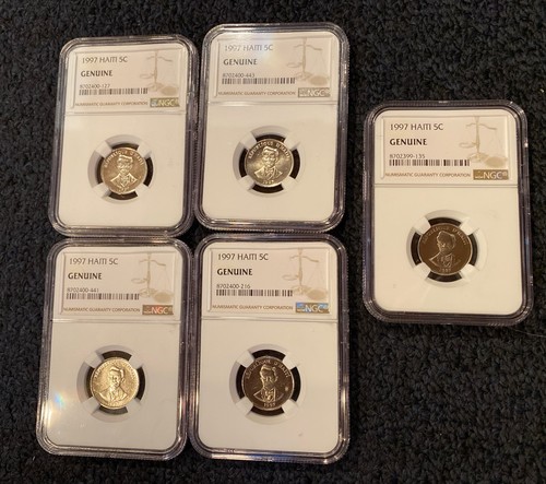 1997 Haiti 5C NGC Genuine Certified World Coin Republique D'Haiti (LOT OF 5)