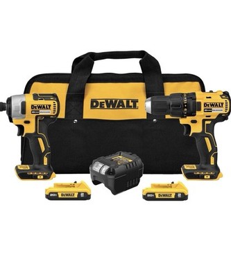 DEWALT 20V MAX Combo Kit DCD777 Drill, DCF787 Driver, 2 Batteries, Charger, Bag