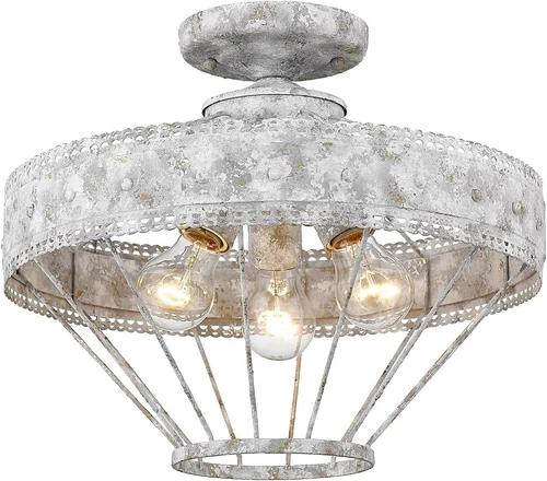 Ferris Semi-Flush Mount Ceiling Light in Oyster Finish - Picture 2 of 4