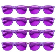 8 Pack Purple Sunglasses Bulk, Fun Neon Sunglasses Party Favors Colored Lens ...