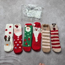 ColorNival Women Fluffy Christmas Socks Set Festive Santa Reindeer Cozy Winter