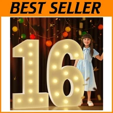 4ft Light Up Number 16 - Giant LED Marquee Birthday & Anniversary Decor