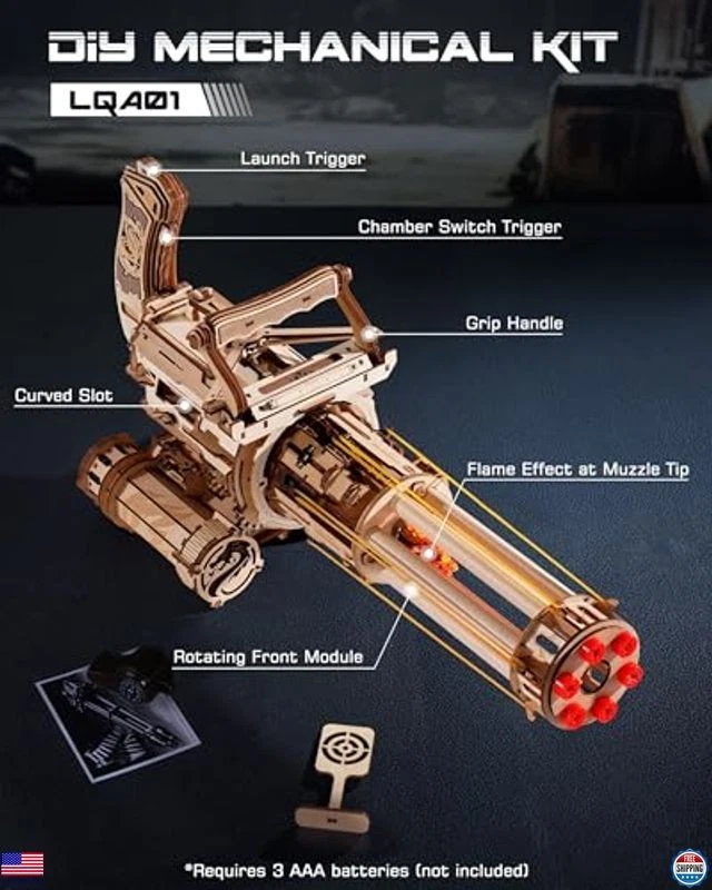 ROBOTIME 3D Wooden Puzzle Kit - Engaging Rubber Band Model Building Toy Gift - Image 3 of 4