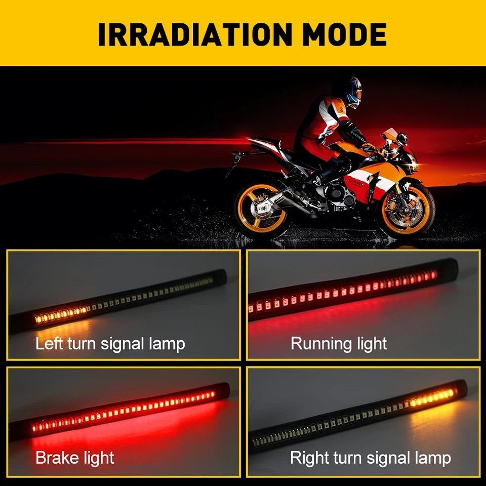 Strip Motorcycle Running LED Stop Brake Signal Tail Turn Light for Suzuki Honda - Image 2 of 4