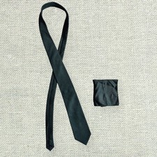 Brand New Green Necktie Pocket Square Set Dark Green Men's Formal Wedding Tie