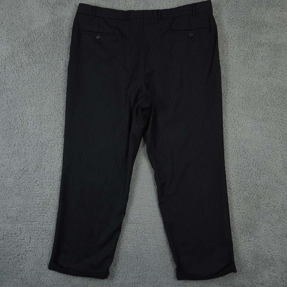 Lauren Ralph Lauren Pants Mens 42x30 Black Pinstripe Wool Total Comfort Trousers - Image 2 of 4