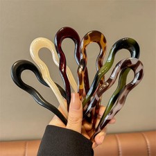 U Shaped Hair Fork Clip Acetate Hairpin Stick Bun Updo Holder Styling Accessorie