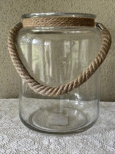 Large Oversized Glass Vase with Jute Rope Home Decor Coastal Natural
