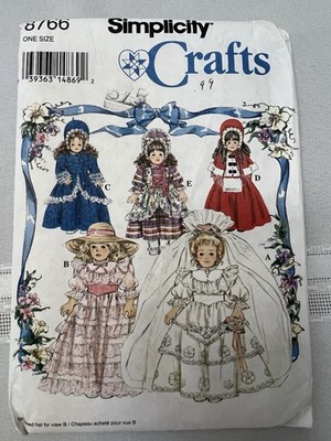New* Simplicity Crafts # 8766 Sewing Patterns. Doll Clothes For 15  or 18  Dolls