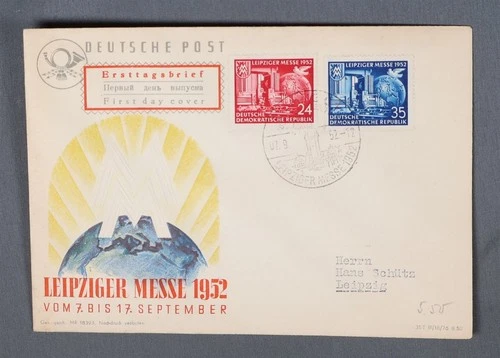 MayfairStamps Germany FDC 1952 Leipzig Fair Dual First Day Cover aax_20845