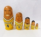 University of Michigan Wolverines Nesting Doll Basketball 5 Piece Signed MockBa