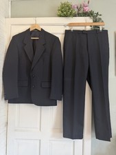 Vintage Saxon Hawk Pinstripe Suit 38R 34W 32L Made In England Wool Blend Mens