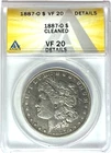 1887 O $1 Morgan Silver One Dollar ANACS VF20 Cleaned New Orleans