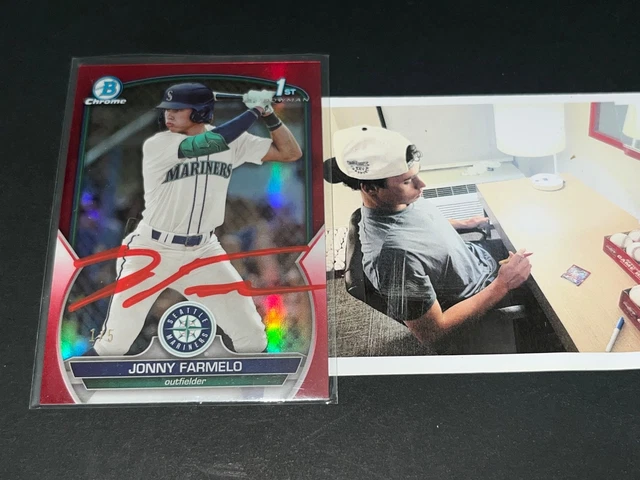 Jonny Farmelo Mariners Auto Signed 2023 1st Bowman Draft RED Refractor 1/5