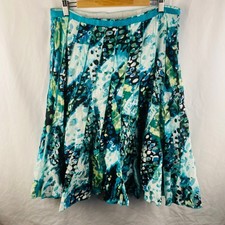 Vintage Y2K Boho Fairy Fairygrunge Cotton Knee Length Flowy Blue Skirt Size 14