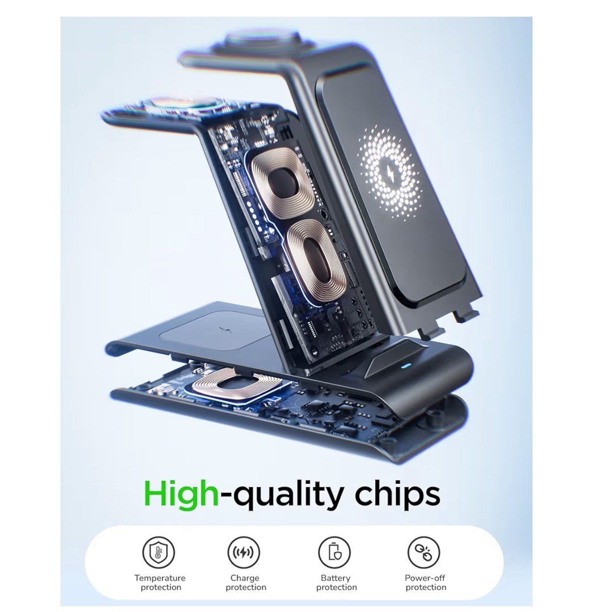 3in1 Wireless Charger Stand Charging Dock For Samsung S24 Note20 Galaxy Watch 7