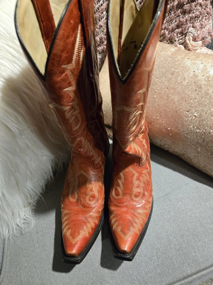 Botas occidentales CORRAL G1910 rojas Picasso punta corta bordadas para mujer talla 8 M Foto 3 de 4