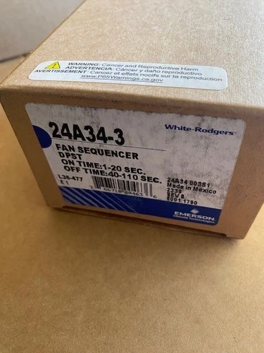 Emerson White-Rodgers 24A34-3 24V Electric Heat Sequencer, DPST