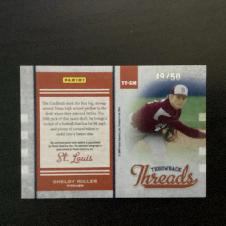 2009 Donruss Elite Extra Edition Throwback Threads Signatures Shelby Miller #/50 - Image 4 of 4