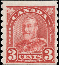 Canada Stamp Scott #183 Mint H F+ Coil 3c 1931 King George V Arch-Leaf Issue