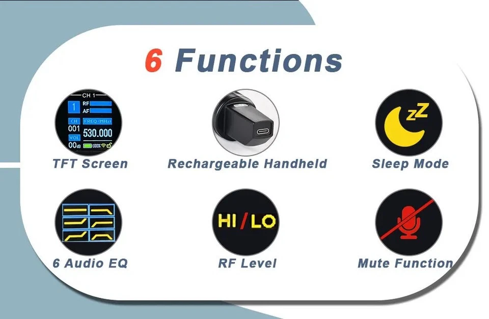 Freeboss wiederaufladbares kabelloses Mikrofon 2-Wege-UHF-Frequenz Beschreibung - Bild 2 von 4