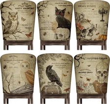 Moukeren 6 Pcs Halloween Chair Cover Set Gothic As Shown in the Figure 