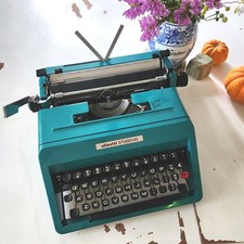 Vintage Olivetti Studio 45 Turquoise Blue Typewriter MCM Portable thumbnail