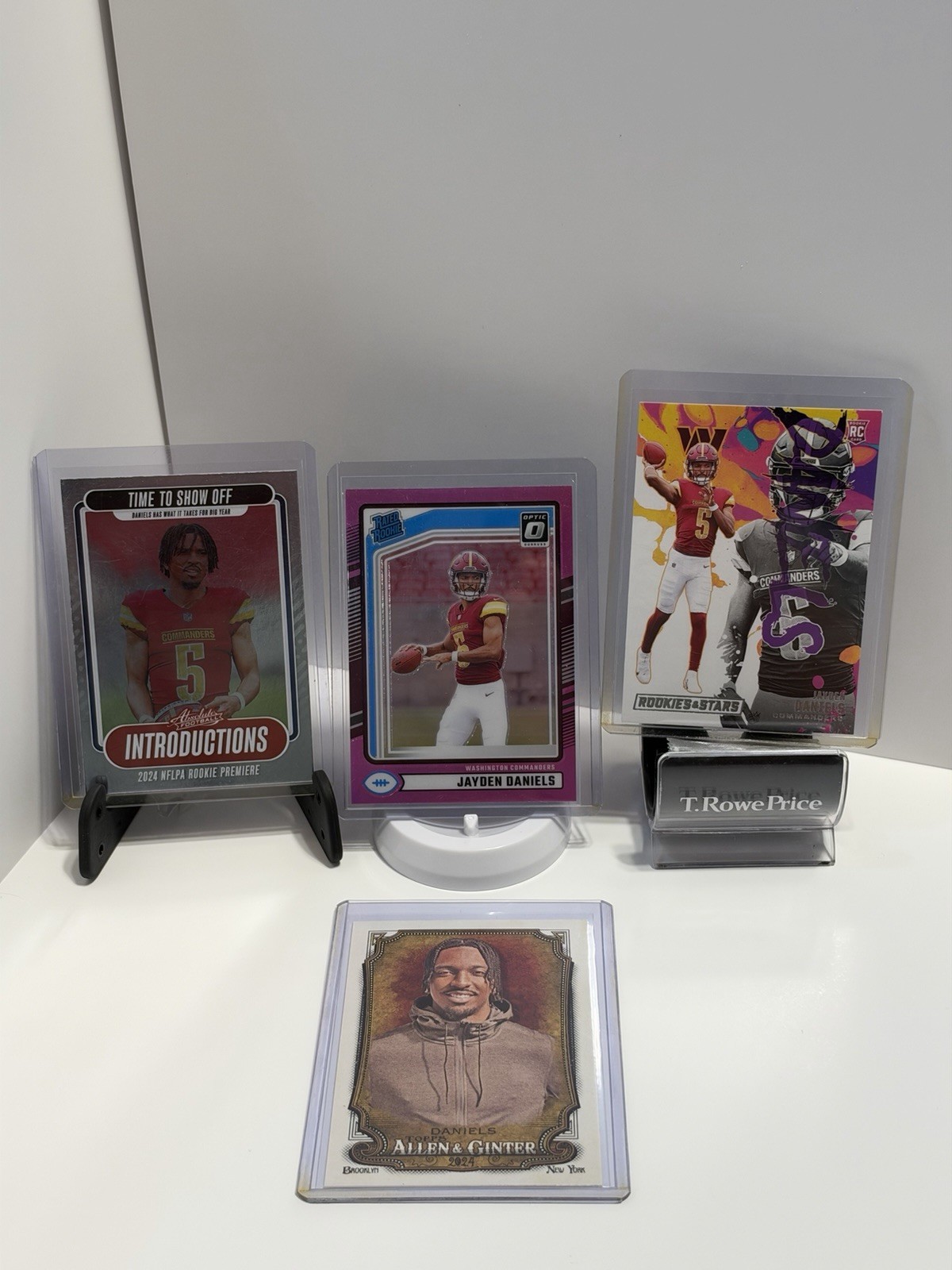 Jayden Daniels 4 Card Rookie Lot 2024 RC Optic Pink Rated Rookie Commanders