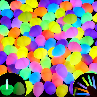 72 Pcs Easter Eggs with 72 Mini Glow Sticks for Kids Glow-In-The-Dark Basket Stu