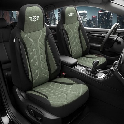 2x Sitzbezüge passend für Ford C-Max 2 (Schwarz-Grün) | Vorne | Pilot HERM213
